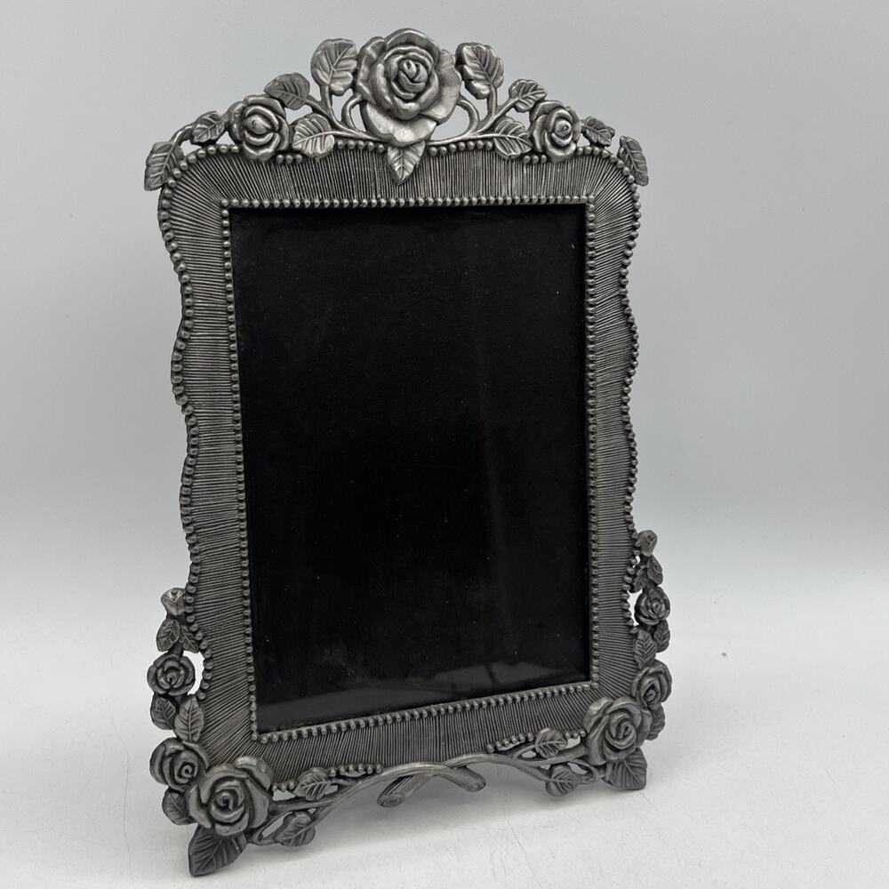 Victoria's Secret Silver Pewter Rose Floral 5x7" Photo Frame Portrait Flowers